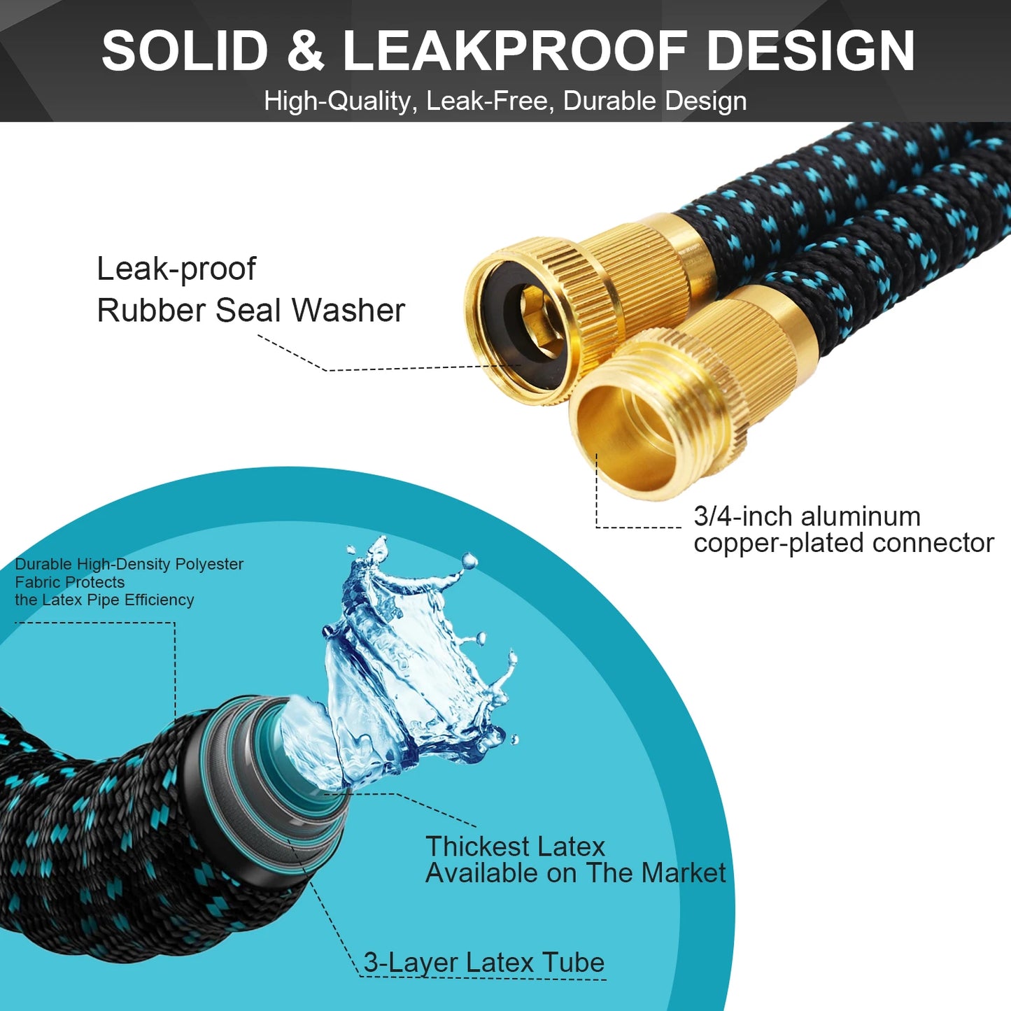 GardenJoy Expandable Garden Hose 3/4 in. x 50 ft. Water Hose