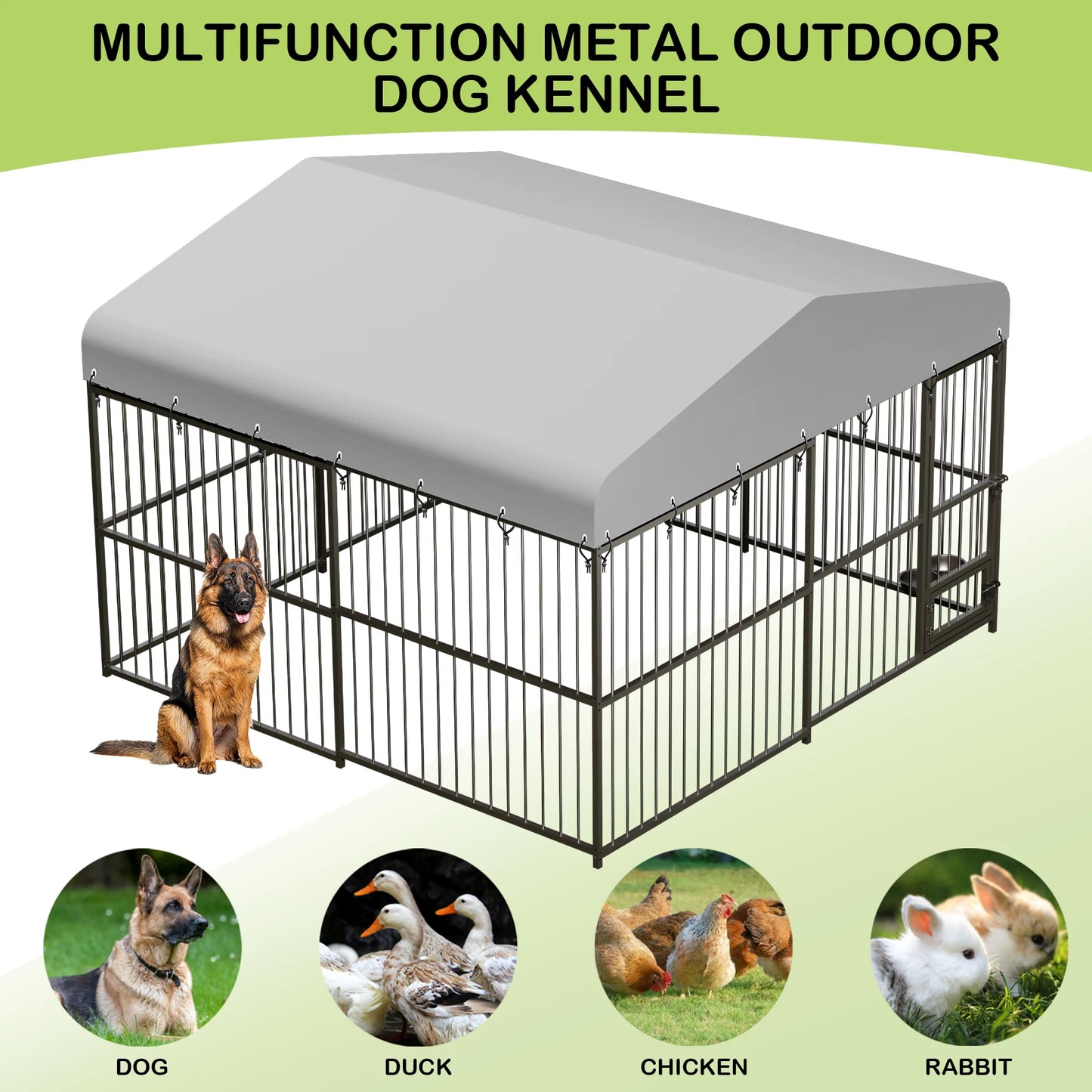 Outdoor Dog Kennel 10x10x6ft Heavy Duty Cage With Roof - Get Outside Today 25