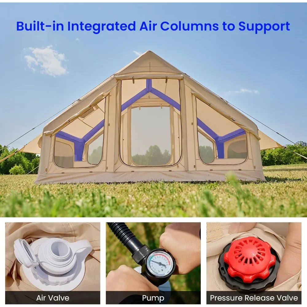 Inflatable Camping Tent For 5 To 8 People With Hand Pump And Stove Jack - Get Outside Today 25