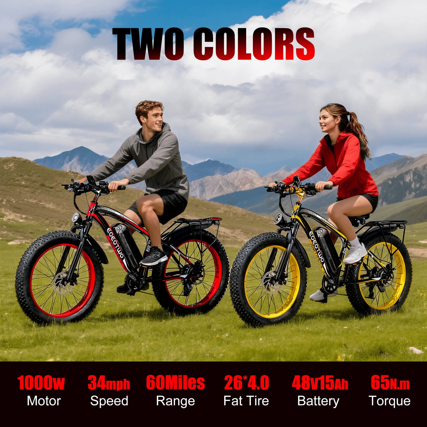 1500W Electric Fat Tire Ebike 26 Inch 48V 15Ah 34MPH Off Road Snow Bike - Get Outside Today 25