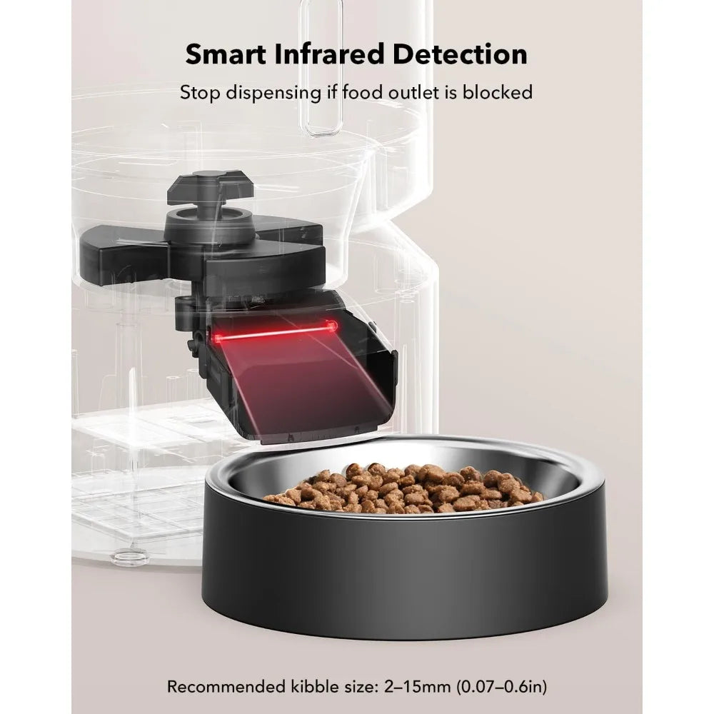 Automatic Cat Feeder and Dog Food Dispenser with Freshness Preservation Timed Pet Feeders for Dry Food Dual Power Supply