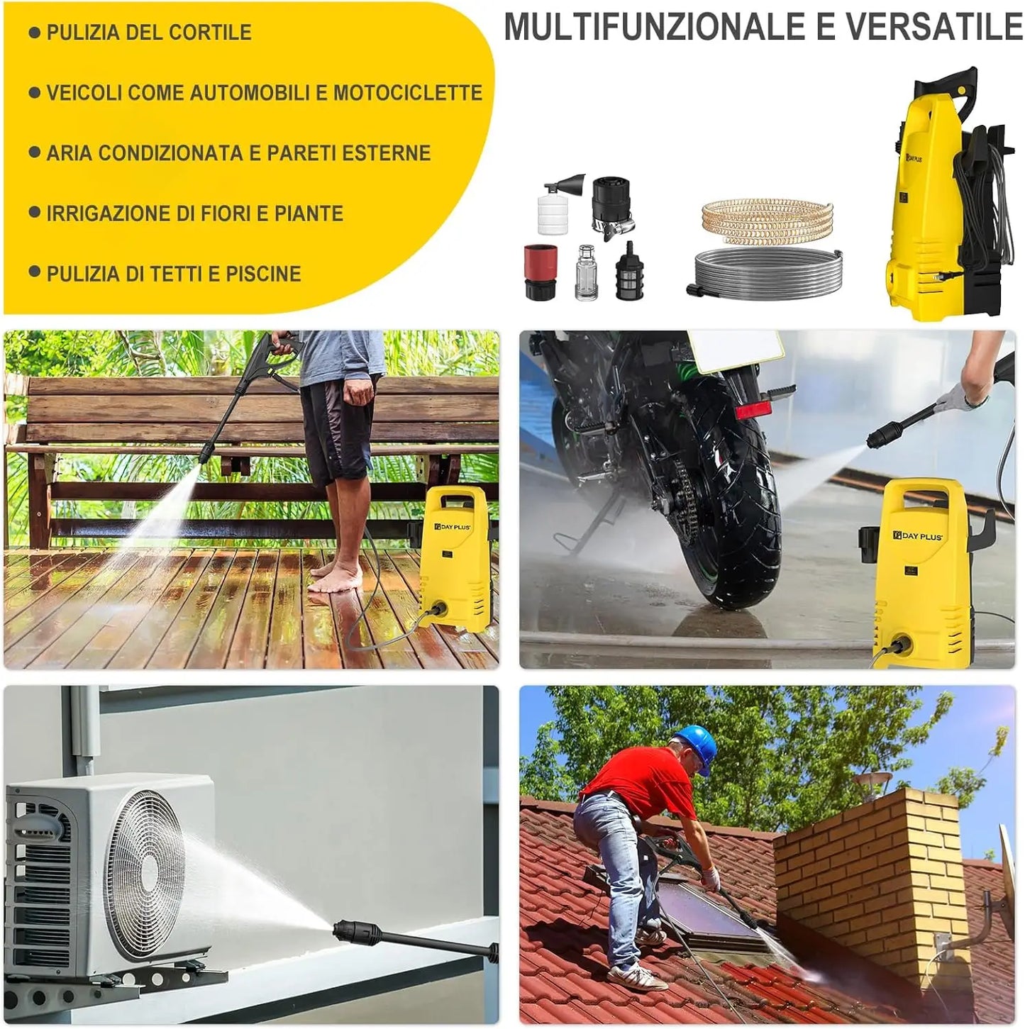 DayPlus 1600W Electric High Pressure Washer 120 Bar 380 L Per Hour With 7m Hose - Get Outside Today 25
