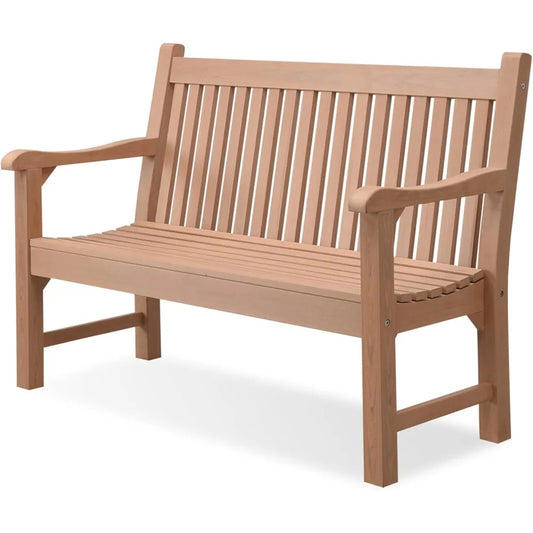 Psilvam 2 Person Poly Lumber Outdoor Bench with 700 Pounds Weight Capacity Weatherproof Garden Seating for Balcony Porch and Park