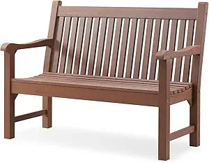 Psilvam 2 Person Poly Lumber Outdoor Bench with 700 Pounds Weight Capacity Weatherproof Garden Seating for Balcony Porch and Park