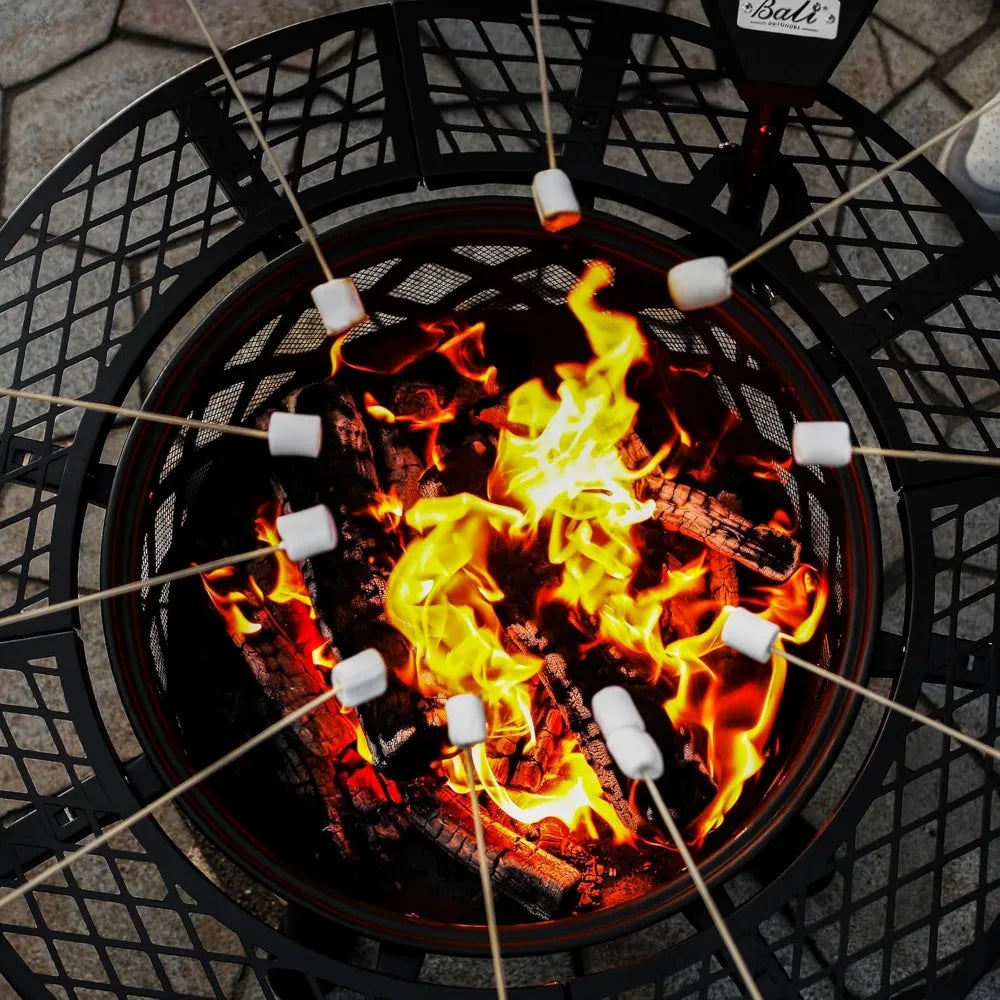 32 Inch Fire Pit With Poker Outdoor Wood Burning Grill
