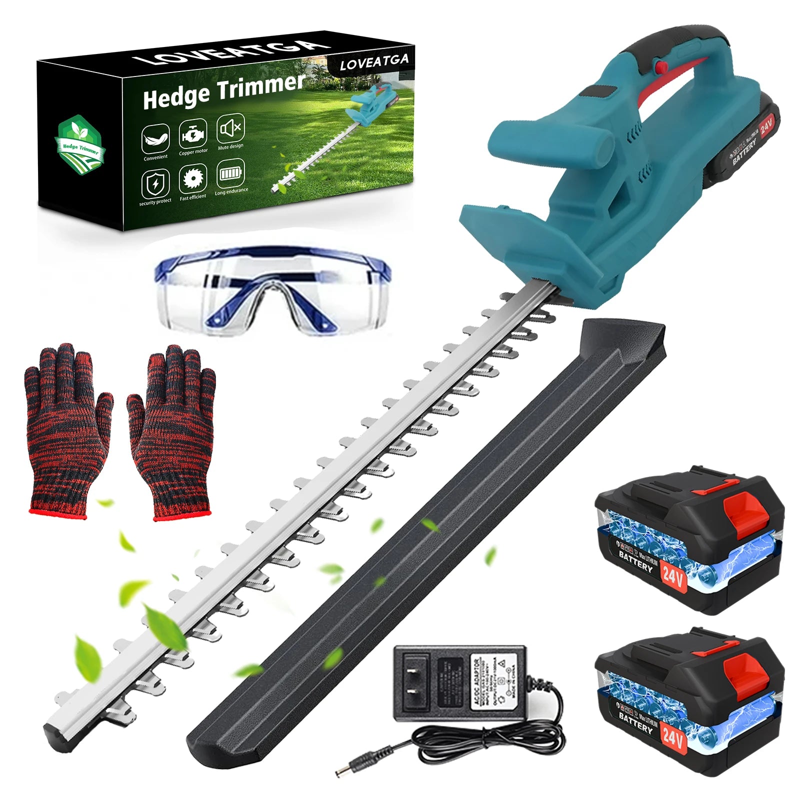 20 Inch Cordless Hedge Trimmer Dual Blade 24V With 2x1.3Ah Batteries And Charger - Get Outside Today 25
