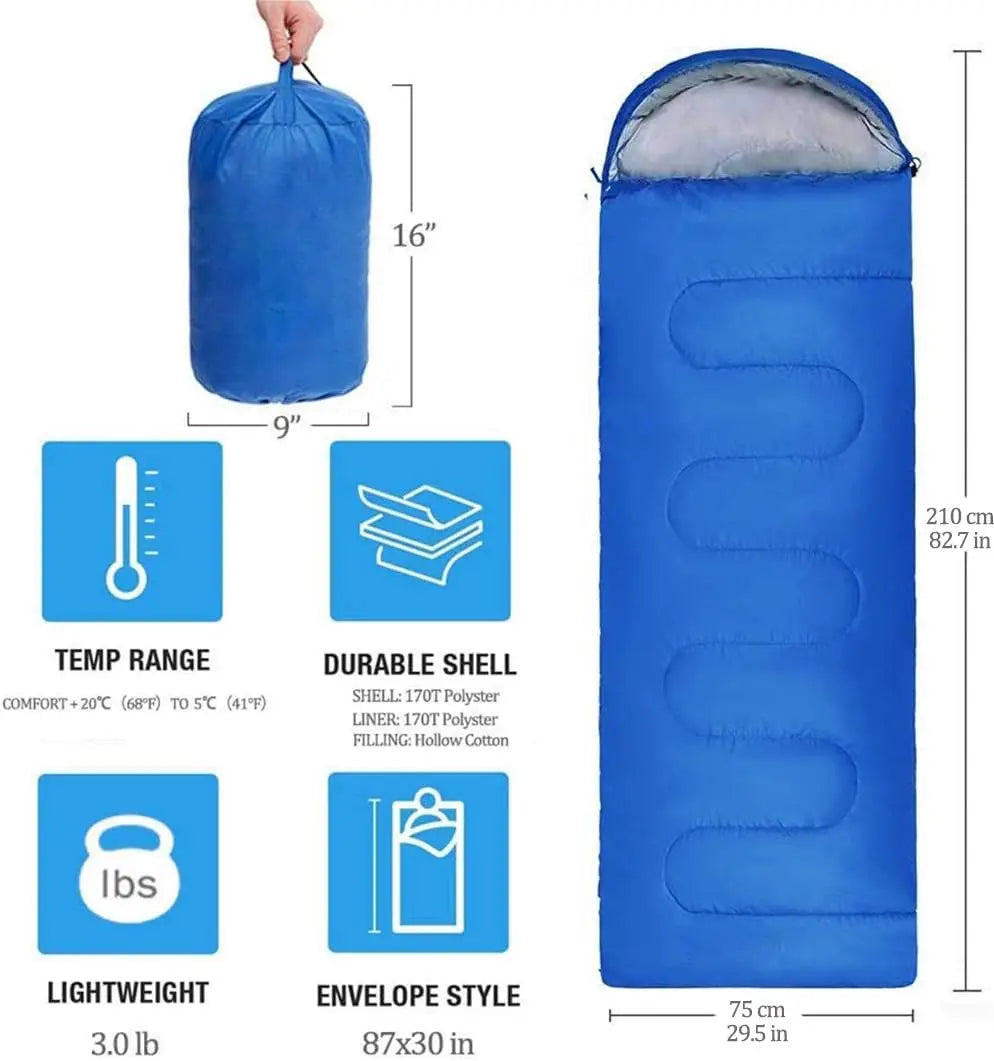 Envelope Hooded Cotton Sleeping Bag Adult 210x75 Cm - Get Outside Today 25