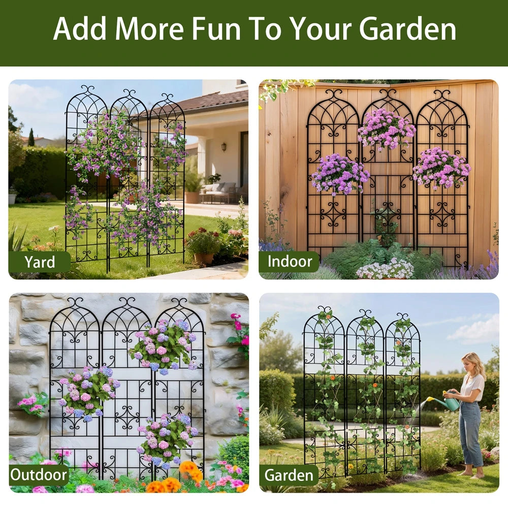 Three Pack Tall Metal Garden Trellis For Climbing Plants And Vines - Get Outside Today 25