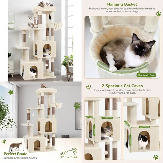 Sturdy Indoor Cat Tower for Large Felines Scratching Posts