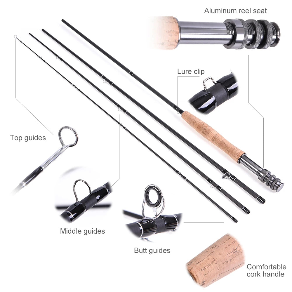9 Foot Fly Fishing Rod and Reel Combo with Carry Bag 20 Flies Complete Starter Package
