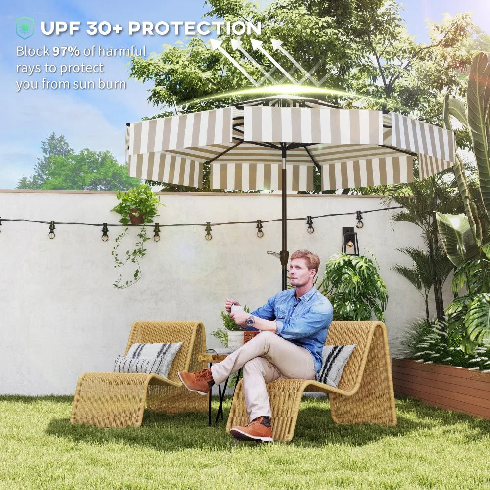 8.6FT Patio Umbrella UPF 30+ Vented Market Umbrella