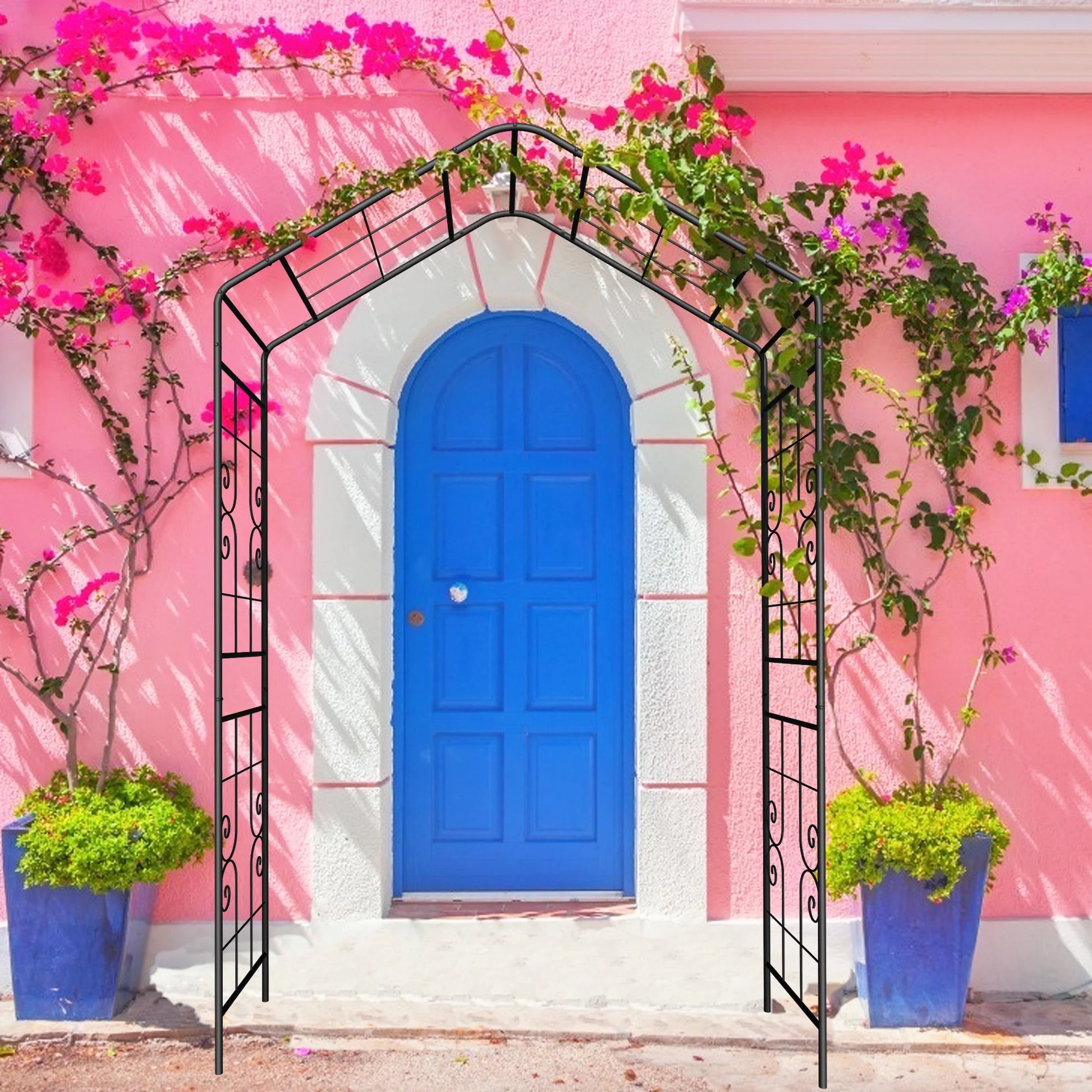 Metal Garden Arch Climbing Plants Support Black Outdoor - Get Outside Today 25