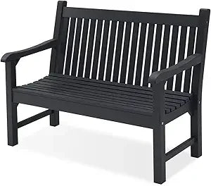 Psilvam 2 Person Poly Lumber Outdoor Bench with 700 Pounds Weight Capacity Weatherproof Garden Seating for Balcony Porch and Park