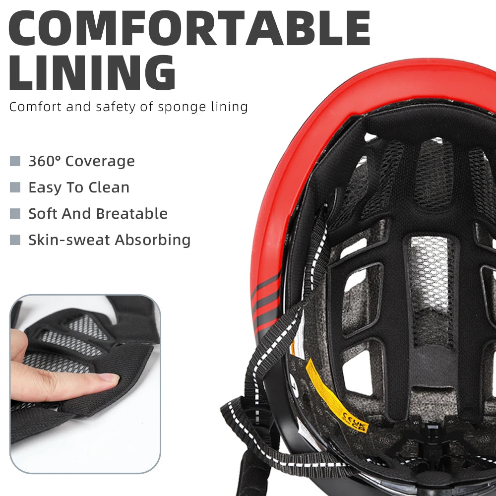VICTGOAL MTB Road Bike Helmet for Men Women Visor Goggles LED Rear Light Mountain Bicycle Helmet Racing Safety Cycling Helmets - Get Outside Today 25