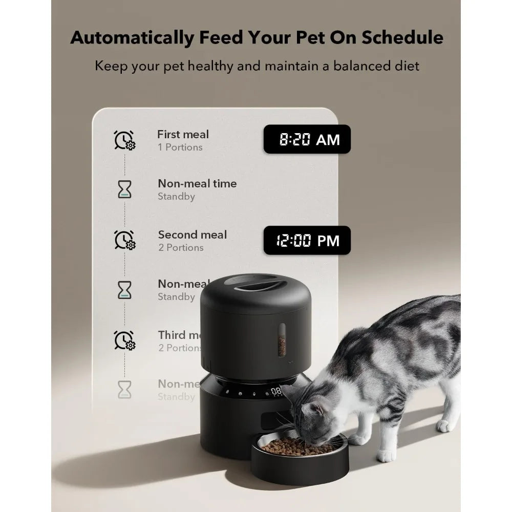Automatic Cat Feeder and Dog Food Dispenser with Freshness Preservation Timed Pet Feeders for Dry Food Dual Power Supply