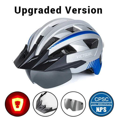 VICTGOAL MTB Road Bike Helmet for Men Women Visor Goggles LED Rear Light Mountain Bicycle Helmet Racing Safety Cycling Helmets - Get Outside Today 25