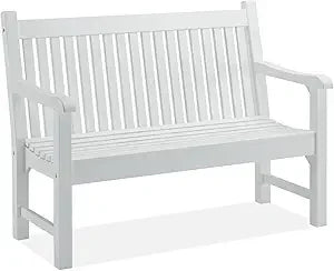 Psilvam 2 Person Poly Lumber Outdoor Bench with 700 Pounds Weight Capacity Weatherproof Garden Seating for Balcony Porch and Park