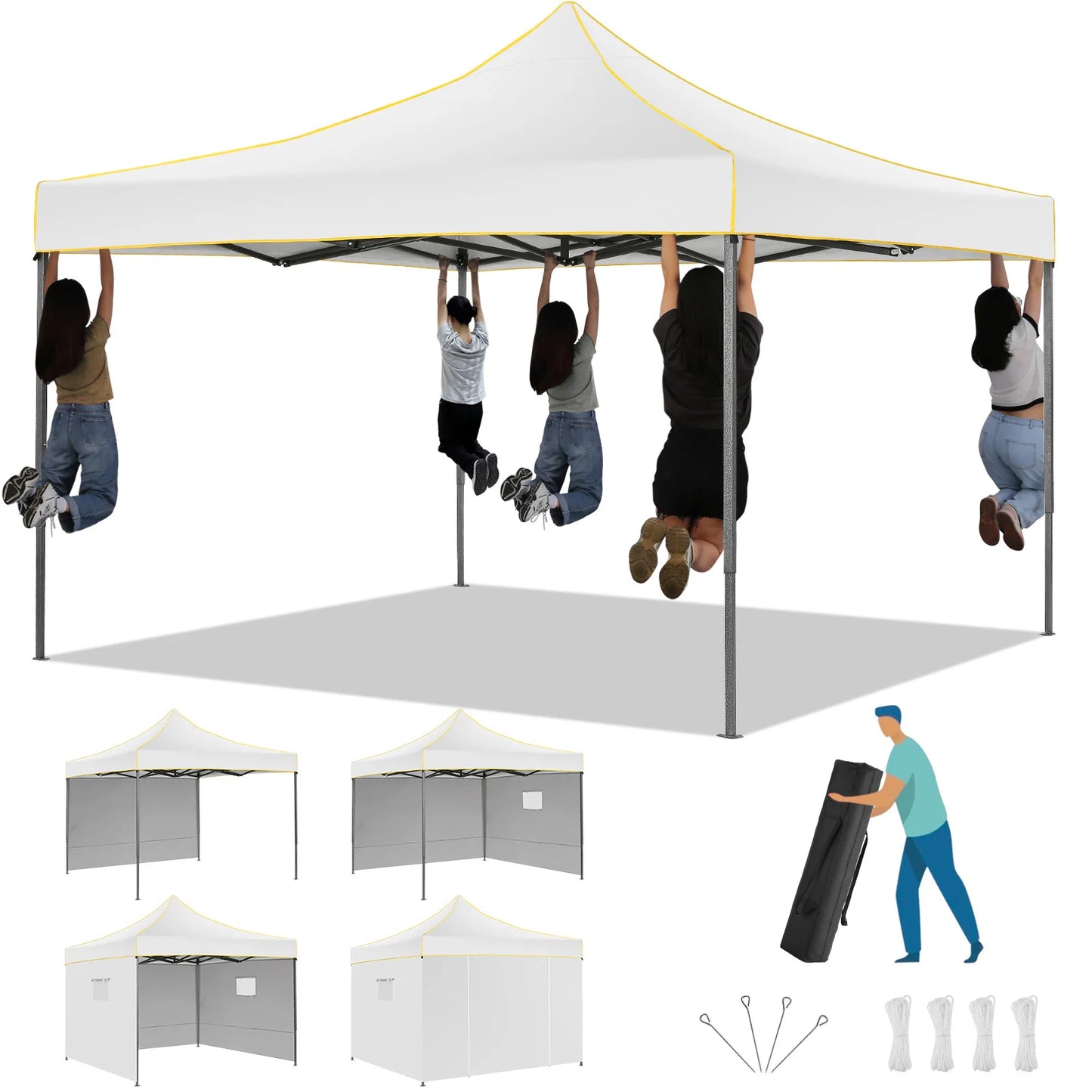 10x10 Pop Up Canopy Tent Commercial Heavy Duty Instant Canopy with 4 Sidewalls UV 50 Plus Silver Coated Waterproof Vendor Tent - Get Outside Today 25