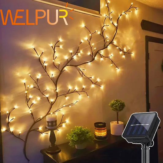 Outdoor Solar String Lights 96LED Waterproof Decorative Garland for Trees and Vines