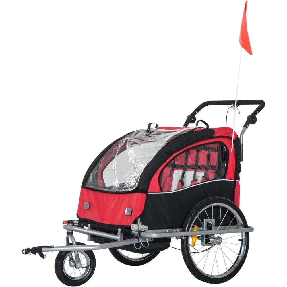 Elite 360 Swivel Bike Trailer for Kids Double Child Two Wheel Bicycle Cargo Trailer with Two Security Harnesses