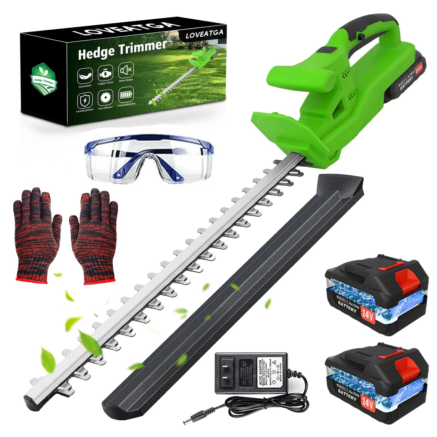 20 Inch Cordless Hedge Trimmer Dual Blade 24V With 2x1.3Ah Batteries And Charger - Get Outside Today 25