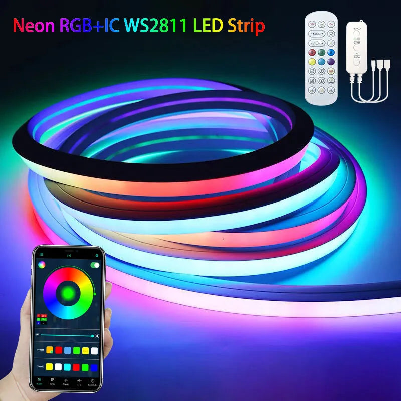 LED Neon RGBIC Lights 8M 16M Flexible Waterproof Music Sync - Get Outside Today 25