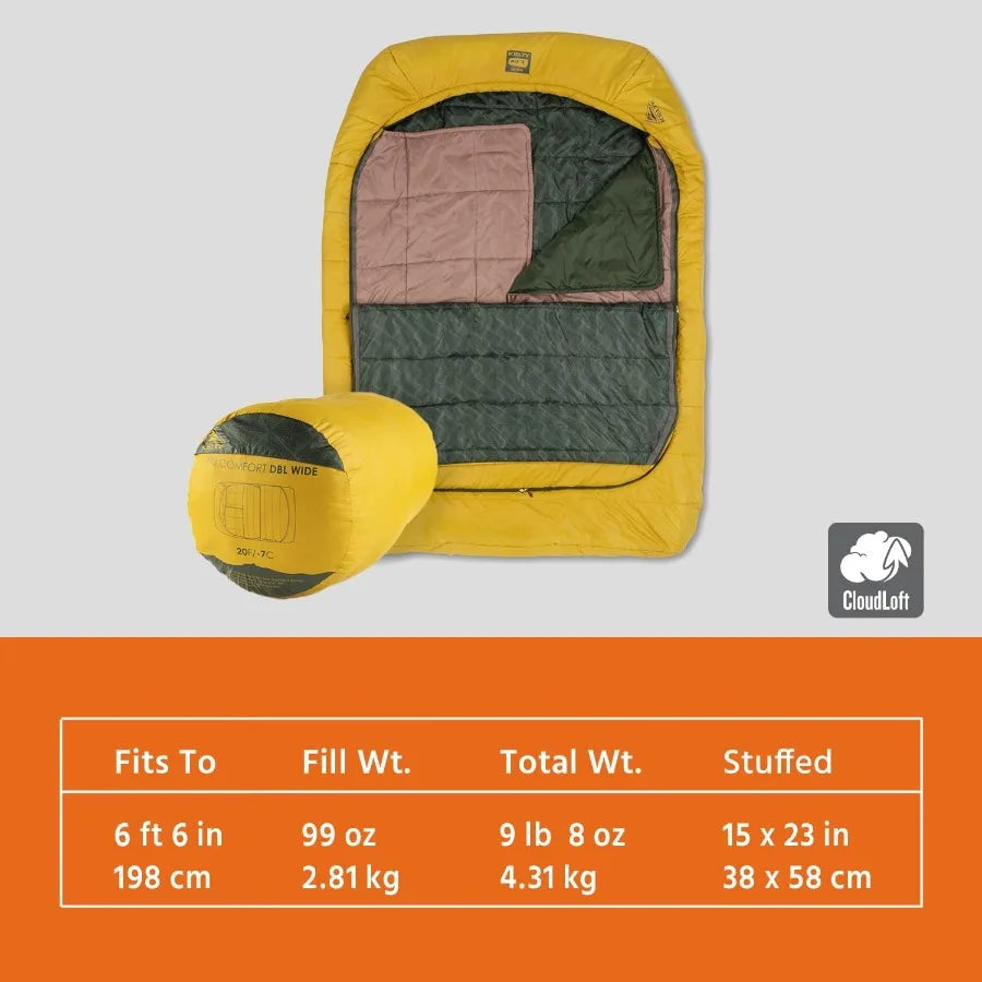 Two Person Comfort Double Wide Sleeping Bag With Polyester Fill For Camping - Get Outside Today 25