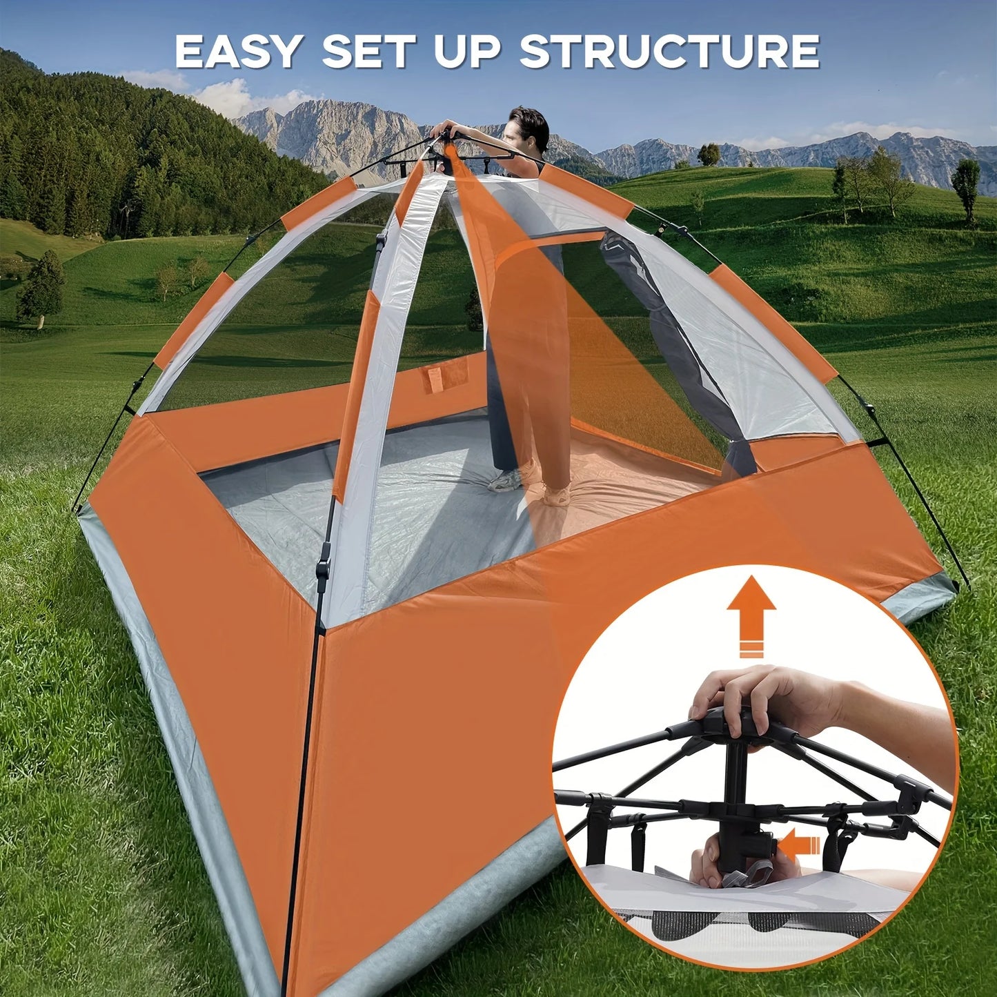 Pop Up Camping Tent For 4 People Instant Setup Removable Rain Waterproof - Get Outside Today 25