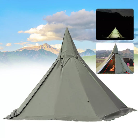 Outdoor Camping Teepee Tent Four Season Waterproof Tent with Two Doors and Breathable Green Design