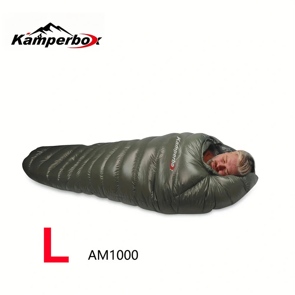 Kamperbox Goose Down Sleeping Bag For Winter Camping 0C To Minus 10C Nylon Shell Standard Length Adult