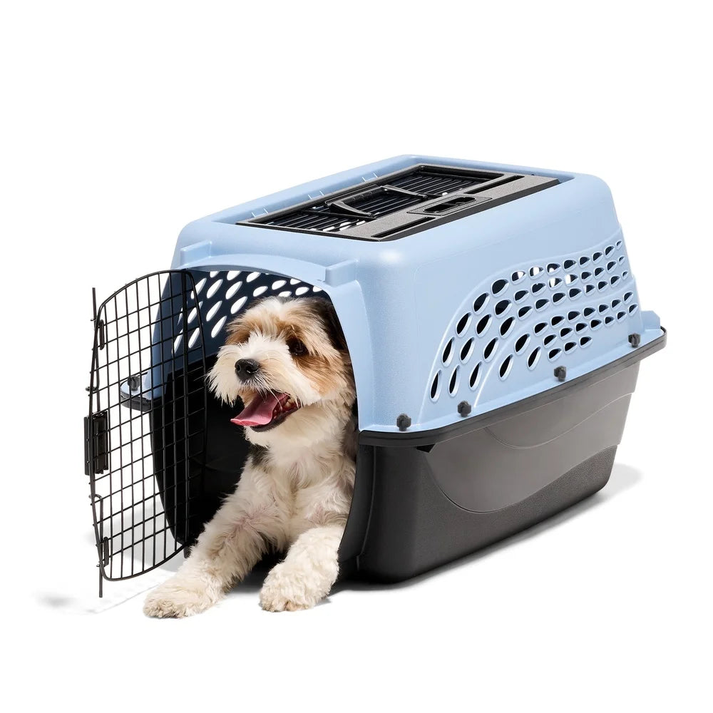 Medium Two Door Plastic Cat Dog Carrier With Secure Latch And Ventilation