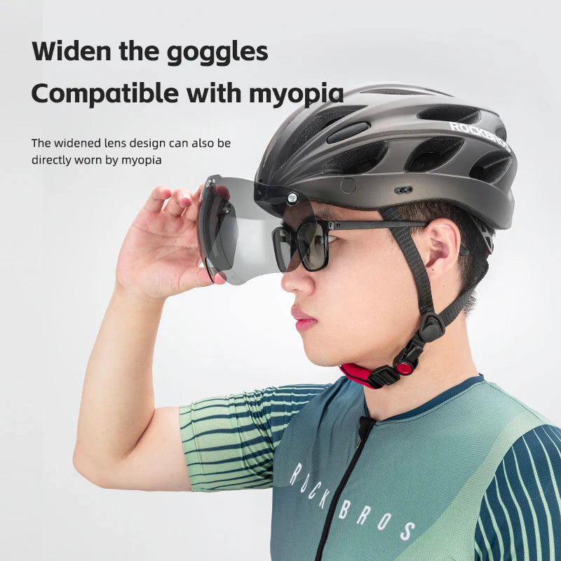 ROCKBROS Cycling Helmet Lightweight Integrated Helmet Head Protection Safety Helmet With Goggles Men Women MTB Road Bike Helmet - Get Outside Today 25