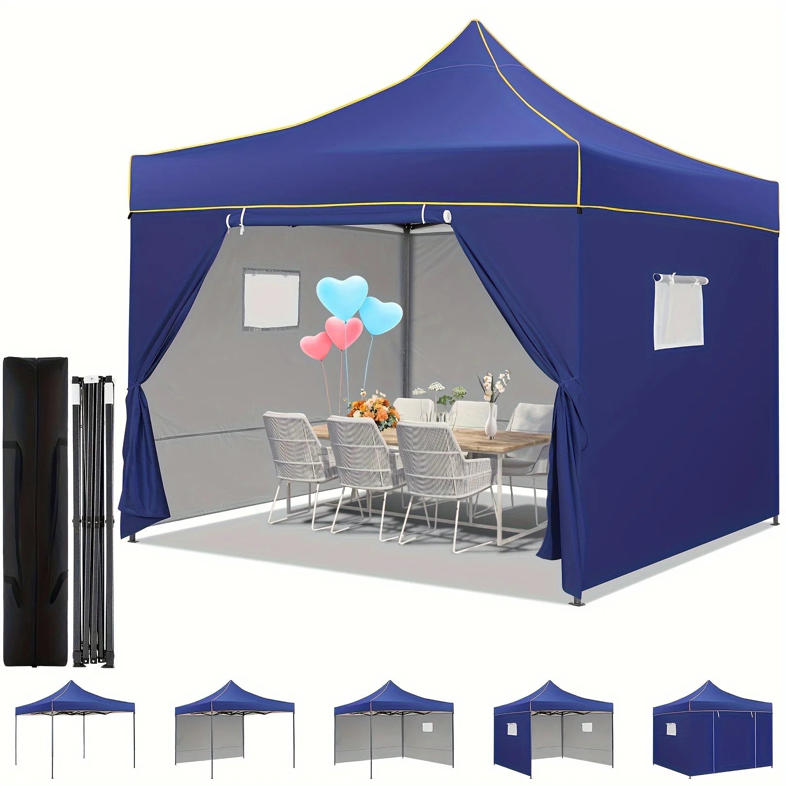 10x10 Pop Up Canopy Tent Commercial Heavy Duty Instant Canopy with 4 Sidewalls UV 50 Plus Silver Coated Waterproof Vendor Tent - Get Outside Today 25