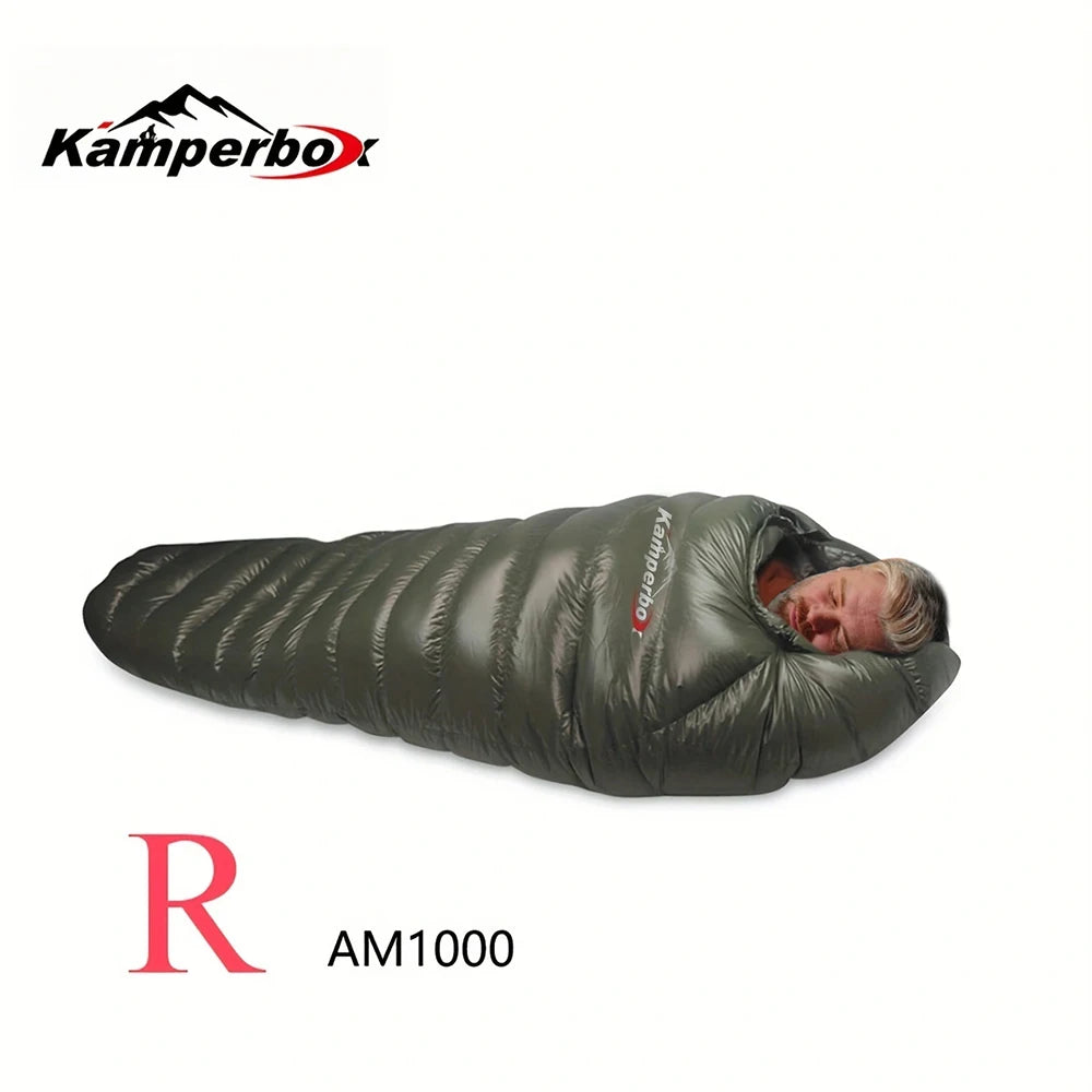 Kamperbox Goose Down Sleeping Bag For Winter Camping 0C To Minus 10C Nylon Shell Standard Length Adult