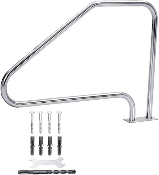 Pool Rail 49.5" x 34" Pool Railings 304 Stainless Steel 385 LBS Load Capacity, Non-Slip Swimming Pool Handrail with Blue Handle - Get Outside Today 25