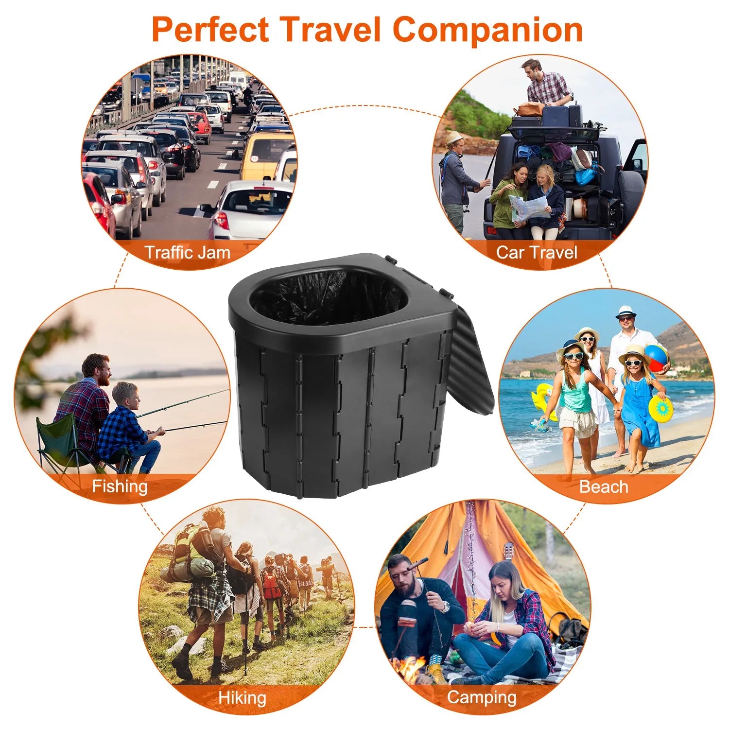 Portable Travel Bucket Toilet Seat Folding Toilet with Lid Camping Toilet Emergency Use Car Toilet - Get Outside Today 25