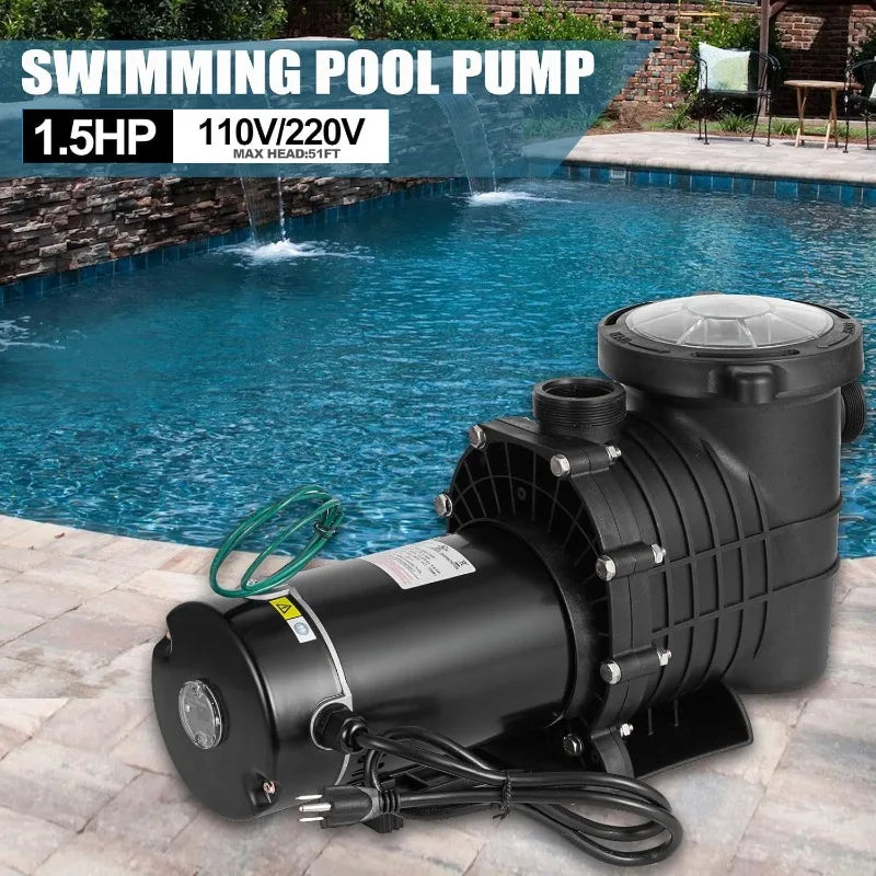 1.5 HP Pool Pump Inground, Self Primming pool pump above ground, Single Speed Swimming pool pumps Dual voltage - Get Outside Today 25