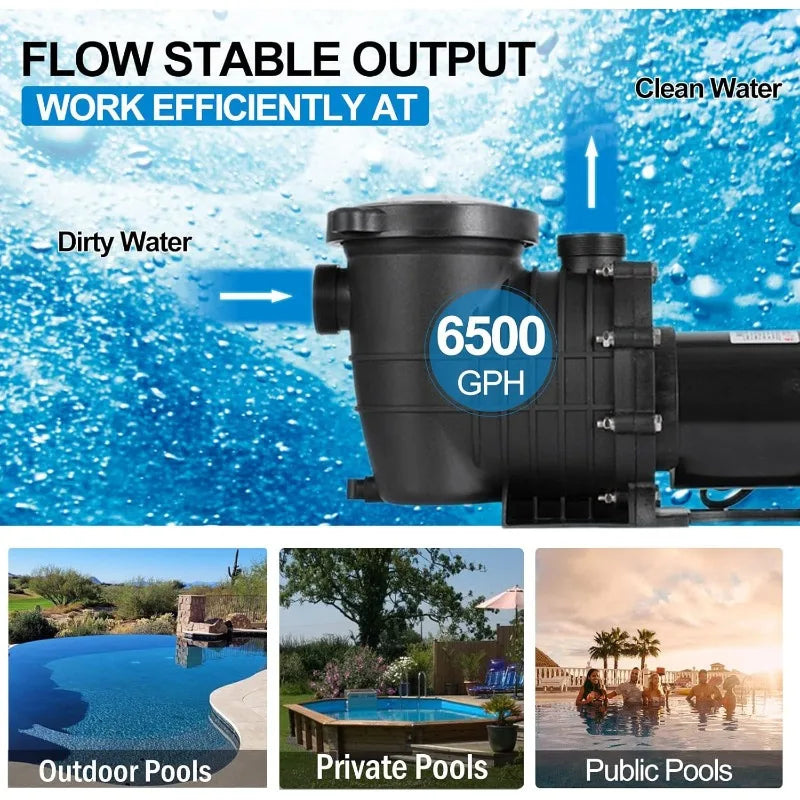 1.5 HP Pool Pump Inground, Self Primming pool pump above ground, Single Speed Swimming pool pumps Dual voltage - Get Outside Today 25
