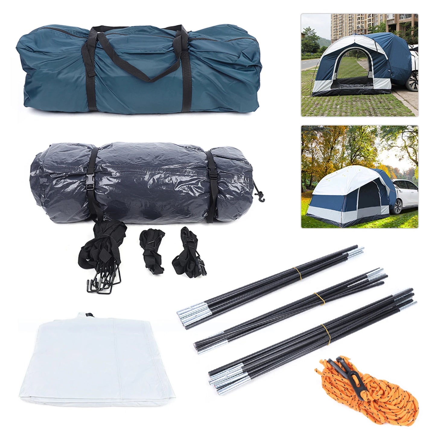 4 Person Universal SUV Car Tent Travel Camping Tailgate Shelter Awning Rooftop Outdoor Sunshade Canopy Vehicle Shelter