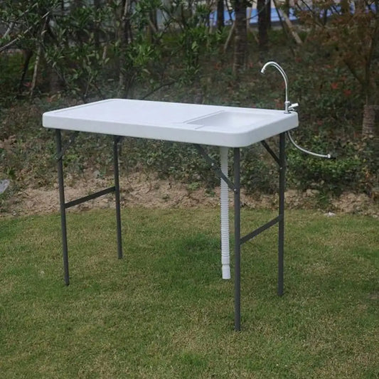 Portable Fish Cleaning Table With Sink And Faucet Folding Camping Table