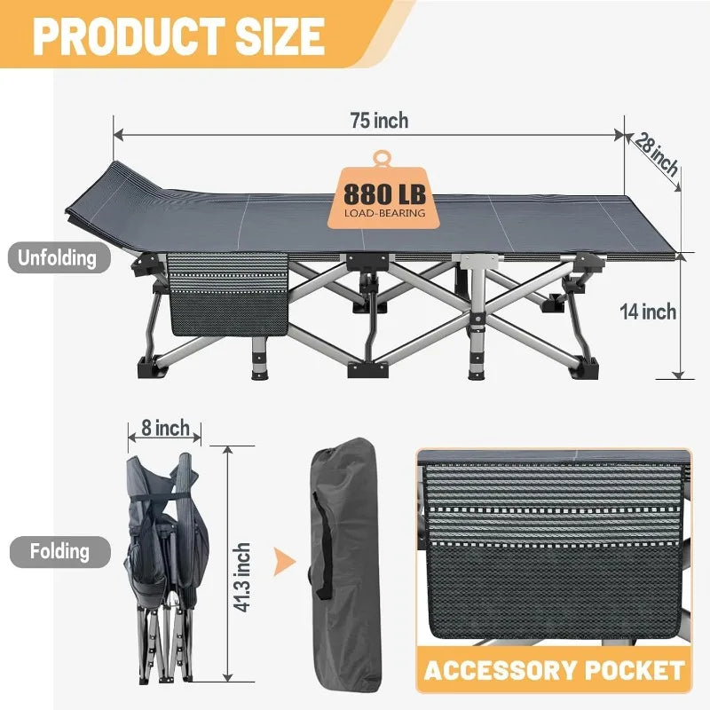 DoCred Folding Camping Cot with Mattress, 2 Pack Heavy Duty Cot - Get Outside Today 25
