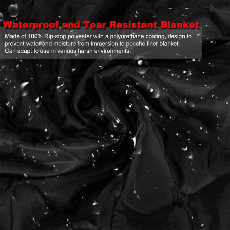 LQARMY Tactical Poncho Liner Camouflage Water Repellent Woobie Quilted Blanket 82x58 Inch For Camping Hunting