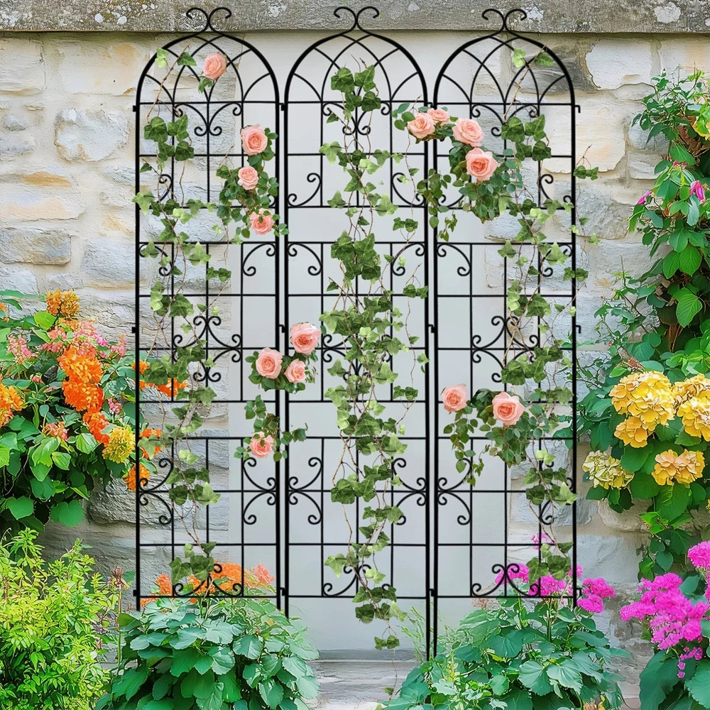 Three Pack Tall Metal Garden Trellis For Climbing Plants And Vines - Get Outside Today 25