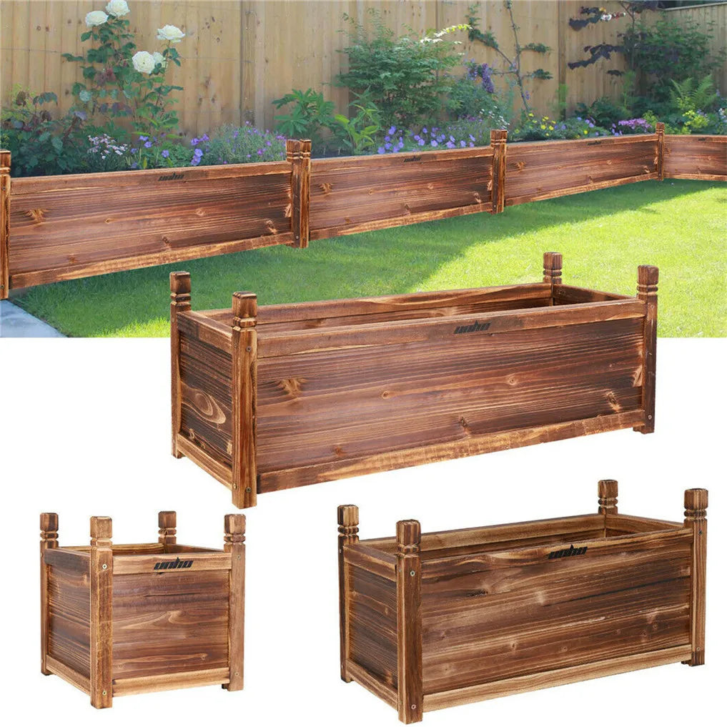 Premium Pine Wood Raised Garden Bed For Indoor Outdoor Herb Flower Planting