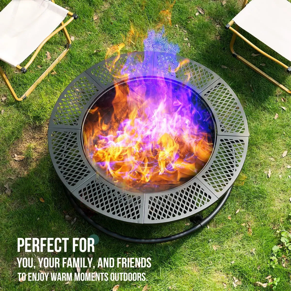 36 Inch Fire Pit With Grill And Wood Burning 3 In 1 Outdoor Cooking Table - Get Outside Today 25
