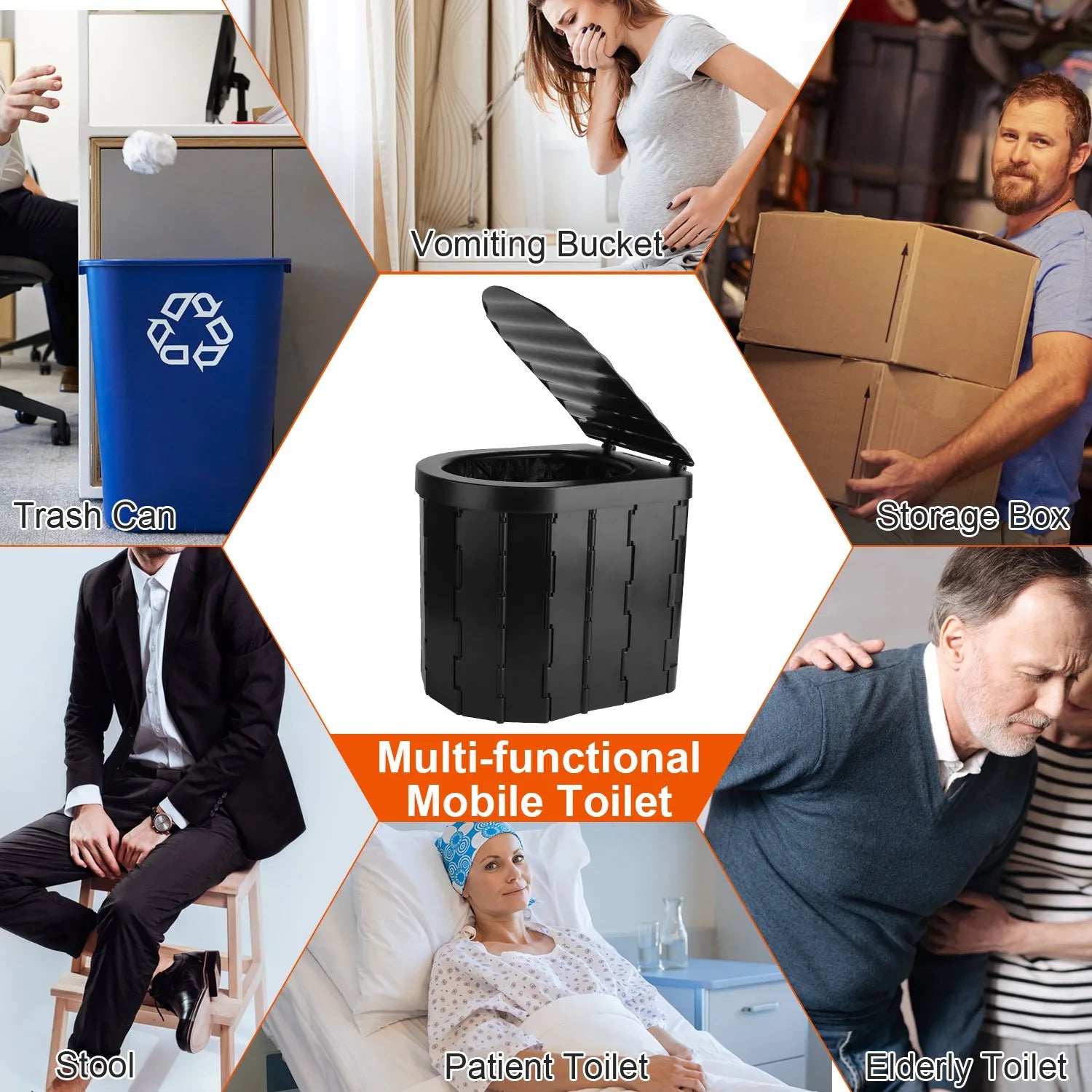 Portable Travel Bucket Toilet Seat Folding Toilet with Lid Camping Toilet Emergency Use Car Toilet - Get Outside Today 25