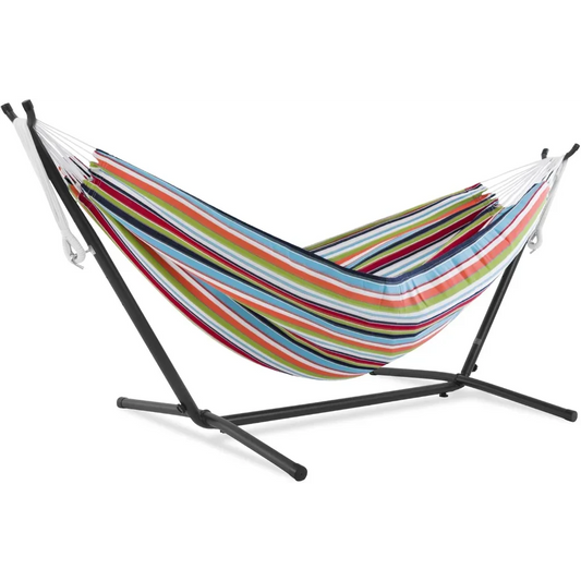 Sunbrella Double Hammock With Space Saving Steel Stand