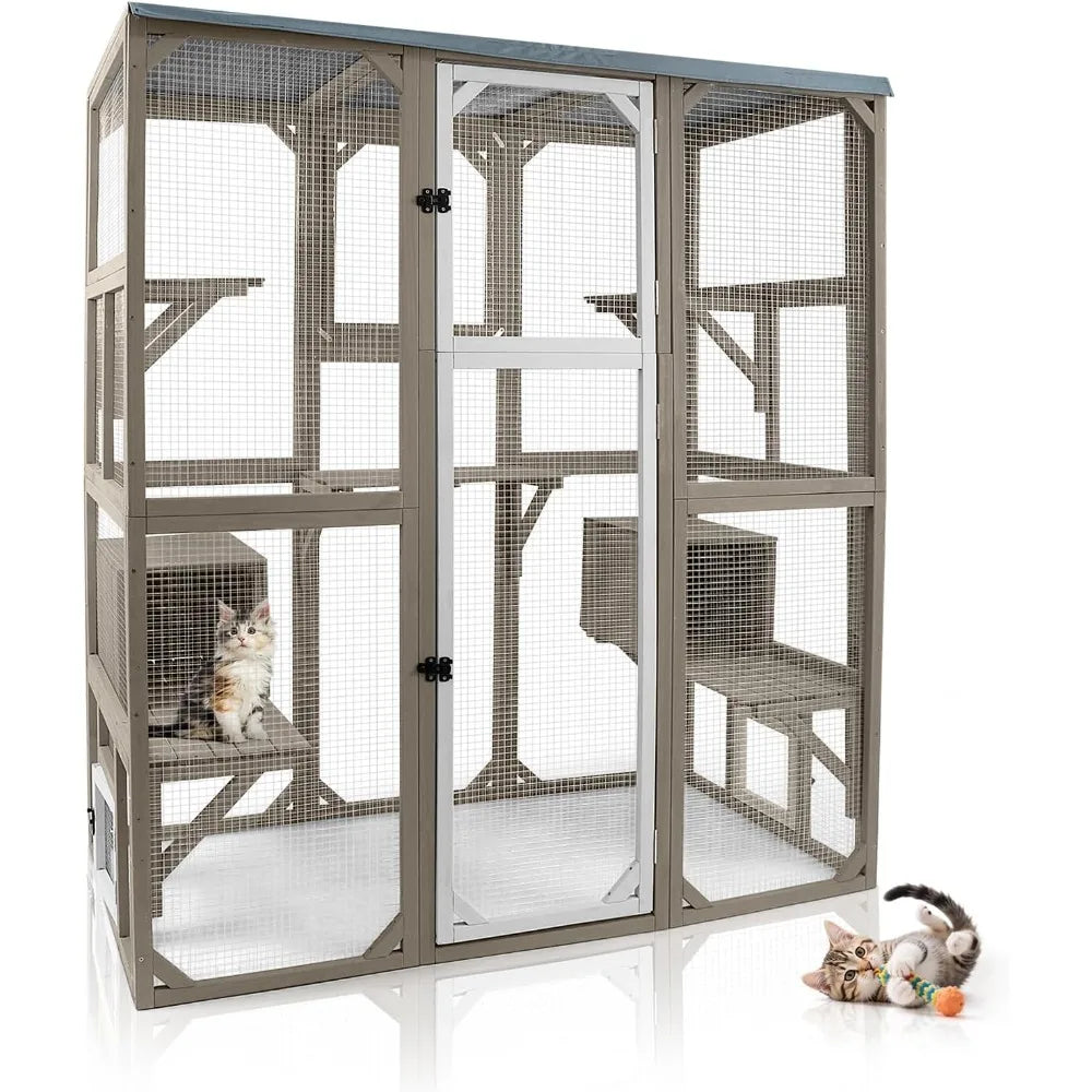 Outdoor Catio Enclosure Large Kitty Cage With 5 Platforms