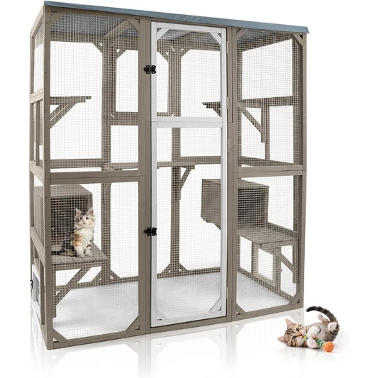 Outdoor Catio Enclosure Large Kitty Cage With 5 Platforms