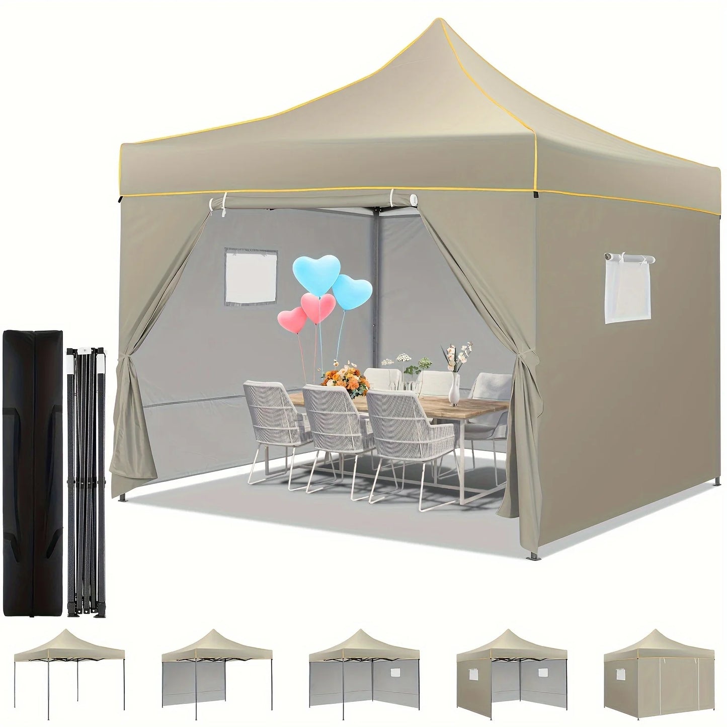 10x10 Pop Up Canopy Tent Commercial Heavy Duty Instant Canopy with 4 Sidewalls UV 50 Plus Silver Coated Waterproof Vendor Tent - Get Outside Today 25